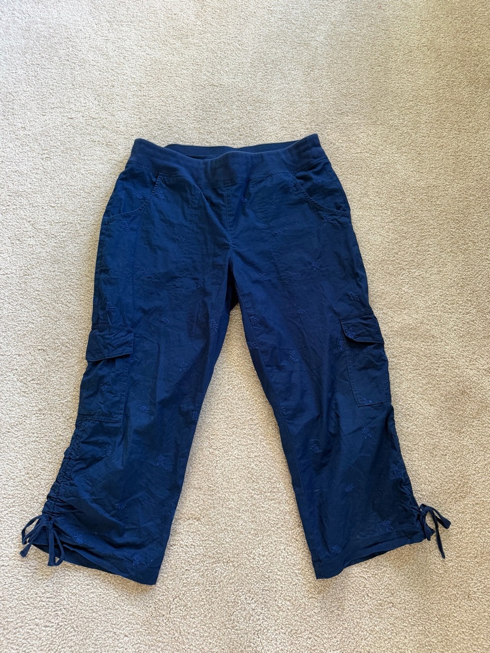 Chico's Navy Embossed Capri Pants